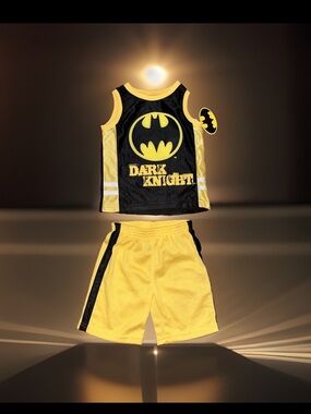 DC Comics Batman Dark Knight 2Pc Athletic W/Basketball Style Jersey & Shorts Set